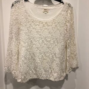 White lace bell sleeve top